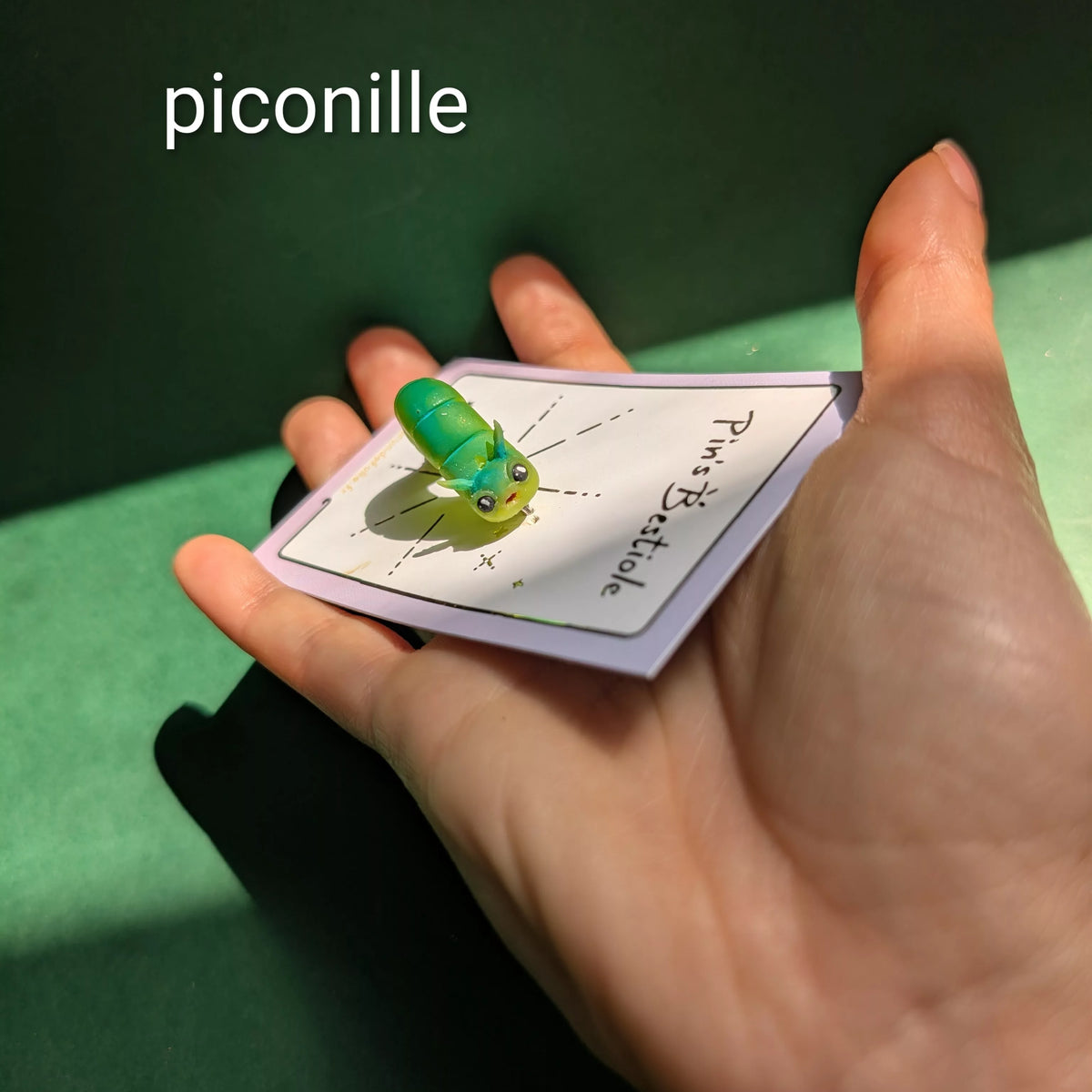 Pins chenille bleutée