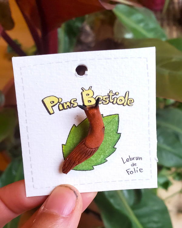 Pins limace orange baveuse