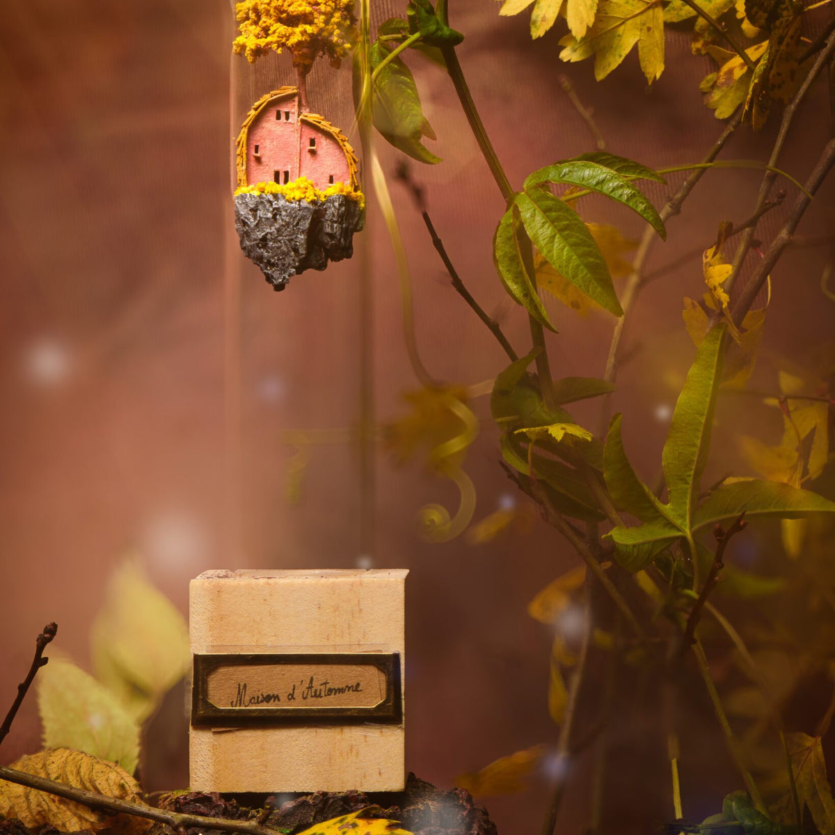 Maison rose et jaune miniature