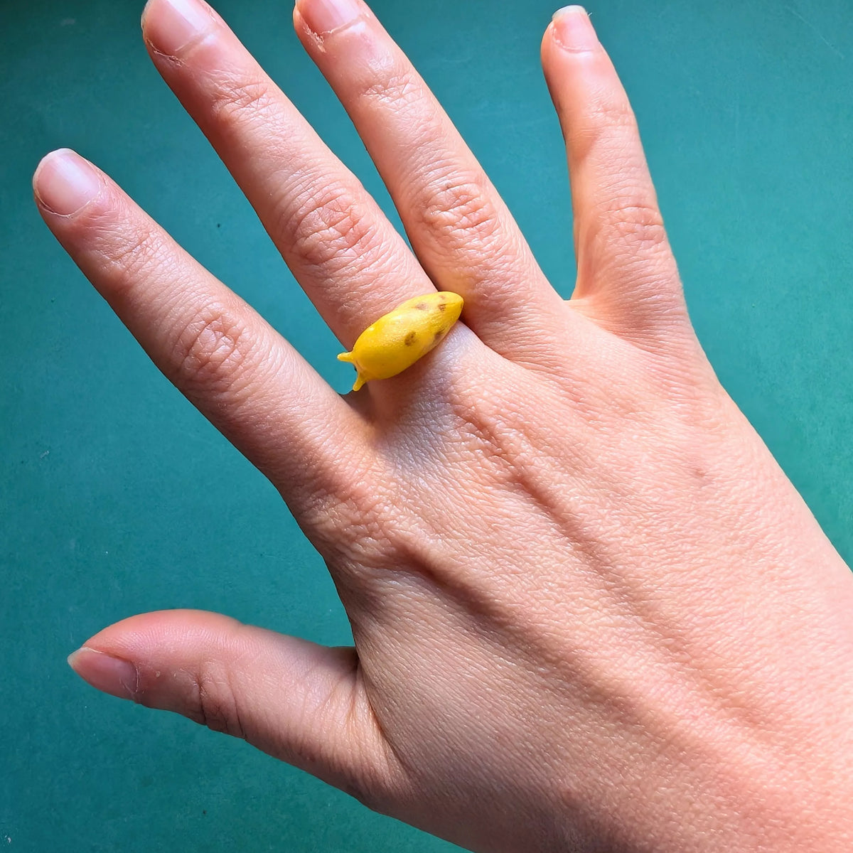 Bague réglable support acier inoxydable limace orange bleue banane