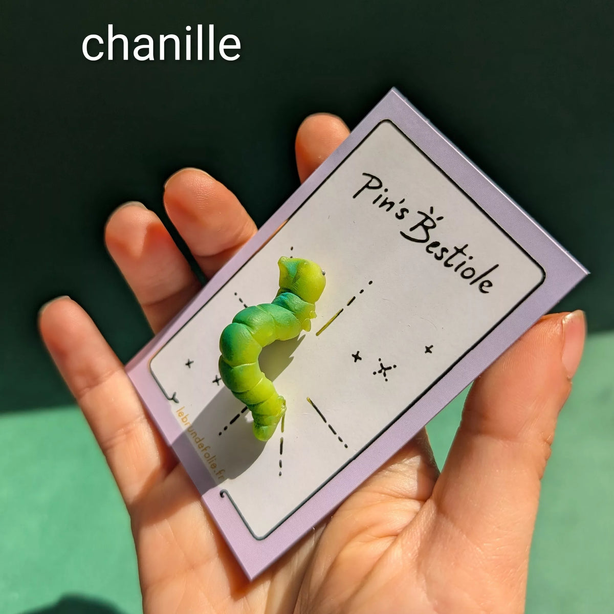 pins chenille verte bleutées
