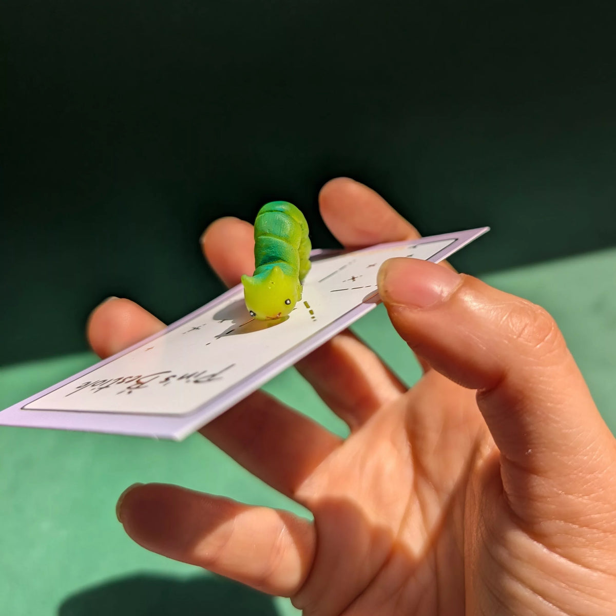 pins chenille verte bleutées